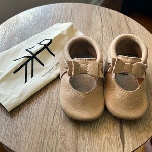 Freshly Picked nude moccasins with hard bottom.